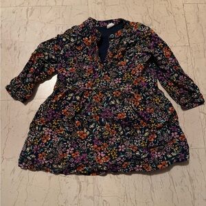 Baby Girl GAP Black Floral L/s Dress Sz 3 Years Euc